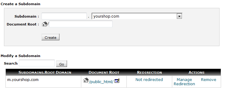Screenshot of additional domain in cPanel