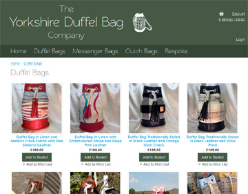 Yorkshire Duffel Bag Company website